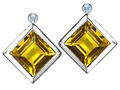 Aaa Grade Genuine Square Citrine Earring Studs With High Post On Back