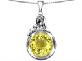 Original Star K™ Loving Mother With Child Family Large Pendant With Round 10mm Simulated Yellow Sapphire