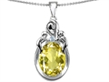 Original Star K™ Large Loving Mother Twin Children Pendant With Oval Simulated Yellow Sapphire 11x9mm