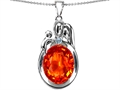Original Star K™ Loving Mother And Father With Child Pendant With Oval 11x9mm Simulated Mexican Fire Opal