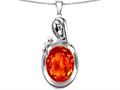 Original Star K™ Loving Mother With Child Family Pendant With Oval 11x9mm Simulated Mexican Fire Opal