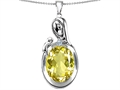 Original Star K™ Loving Mother With Child Family Pendant With Oval 11x9mm Simulated Yellow Sapphire