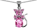 Original Star K™ Cat Pendant With Created Pink Sapphire