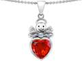 Original Star K™ Love Angel Pendant with 10mm Simulated Orange Mexican Fire Opal Heart