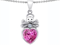 Original Star K™ Love Angel Pendant with 10mm Created Pink Sapphire Heart
