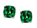 Tommaso Design™ 7mm Cushion Cut Simulated Emerald Earrings Studs