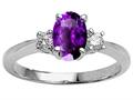 Tommaso Design™ Genuine 9x7 Oval Amethyst Engagement Ring