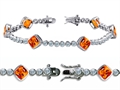 Original Star K™ High End Tennis Bracelet With 6pcs 7mm Cushion Cut Simulated Mexican Fire Opal