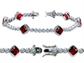 Original Star K™ High End Tennis Bracelet With 6pcs 7mm Cushion Cut Genuine Garnet