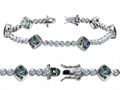Original Star K™ High End Tennis Bracelet With 6pcs 7mm Cushion Cut Rainbow Mystic Topaz