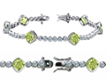 Original Star K™ High End Tennis Bracelet With 6pcs 7mm Cushion Cut Genuine Peridot