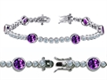 Original Star K™ High End Tennis Bracelet With 6pcs Round 6mm Genuine Amethyst
