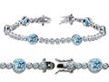 Original Star K™ High End Tennis Bracelet With 6pcs Round 6mm Simulated Aquamarine