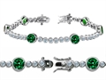 Original Star K™ High End Tennis Bracelet With 6pcs 6mm Round Simulated Emerald