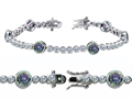 Original Star K™ High End Tennis Bracelet With 6pcs 6mm Round Mystic Topaz