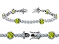 Original Star K™ High End Tennis Bracelet With 6pcs Round 6mm Genuine Peridot