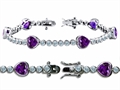 Original Star K™ High End Tennis Bracelet With 6pcs 7mm Genuine Heart Amethyst