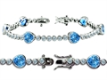 Original Star K™ High End Tennis Bracelet With 6pcs 7mm Heart Shape Simulated Blue Topaz