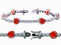 Original Star K™ High End Tennis Bracelet With 6pcs 7mm Heart Shape Simulated Mexican Fire Opal