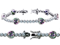 Original Star K™ High End Tennis Bracelet With 6pcs 7mm Heart Shape Rainbow Mystic Topaz