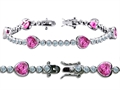 Original Star K™ High End Tennis Bracelet With 6pcs 7mm Heart Shape Created Pink Sapphire
