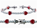 Original Star K™ High End Tennis Bracelet With 6pcs 7mm Heart Shape Lab Created Ruby