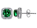 Original Star K™ Simulated 7mm Cushion Cut Emerald And Genuine Diamond Earring Studs