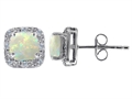 Original Star K™ Genuine 7mm Cushion Cut Opal and Diamond earring Studs