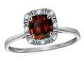 Classic Cushion Cut Designer Ring with Genuine Diamonds and Garnet