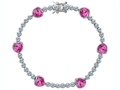 Original Star K™ Classic Heart Shape 7mm Created Pink Sapphire Tennis Bracelet
