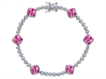 Original Star K™ Classic Cushion Cut 7mm Created Pink Sapphire Tennis Bracelet