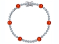 Original Star K™ Classic Round 6mm Simulated Mexican Fire Opal Tennis Bracelet