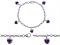 Original Star K™ High End Tennis Charm Bracelet With 5pcs 7mm Heart Shape Genuine Amethyst