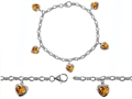 Original Star K™ High End Tennis Charm Bracelet With 5pcs 7mm Genuine Heart Citrine