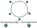 Original Star K™ High End Tennis Charm Bracelet With 5pcs 7mm Heart Shape Simulated Emerald