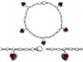 Original Star K™ High End Tennis Charm Bracelet With 5pcs 7mm Heart Shape Genuine Garnet