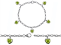 Original Star K™ High End Tennis Charm Bracelet With 5pcs 7mm Genuine Heart Peridot