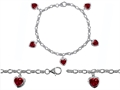 Original Star K™ High End Tennis Charm Bracelet With 5pcs 7mm Heart Shape Created Ruby