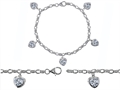 Original Star K™ High End Tennis Charm Bracelet With 5pcs 7mm Genuine Heart White Topaz