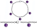 Original Star K™ High End Tennis Charm Bracelet With 5pcs 7mm Genuine Round Amethyst