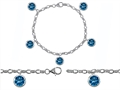 Original Star K™ High End Tennis Charm Bracelet With 5pcs 7mm Simulated Round Blue Topaz