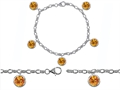 Original Star K™ High End Tennis Charm Bracelet With 5pcs 7mm Genuine Round Citrine