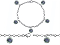 Original Star K™ High End Tennis Charm Bracelet With 5pcs 7mm Round Mystic Topaz