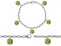 Original Star K™ High End Tennis Charm Bracelet With 5pcs 7mm Genuine Round Peridot
