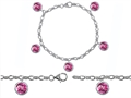 Original Star K™ High End Tennis Charm Bracelet With 5pcs 7mm Round Created Pink Sapphire