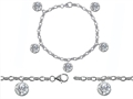 Original Star K™ High End Tennis Charm Bracelet With 5pcs 7mm Genuine Round White Topaz