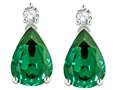 Tommaso Design™ Simulated Emerald And Genuine Diamond Drops Earring