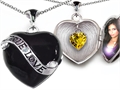 Original Star K™ True Love Black Enamel Locket With 7mm Heart Citrine Surprise