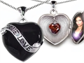 Original Star K™ True Love Black Enamel Locket With 7mm Heart Garnet Surprise