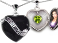 Original Star K™ True Love Black Enamel Locket With 7mm Heart Peridot Surprise